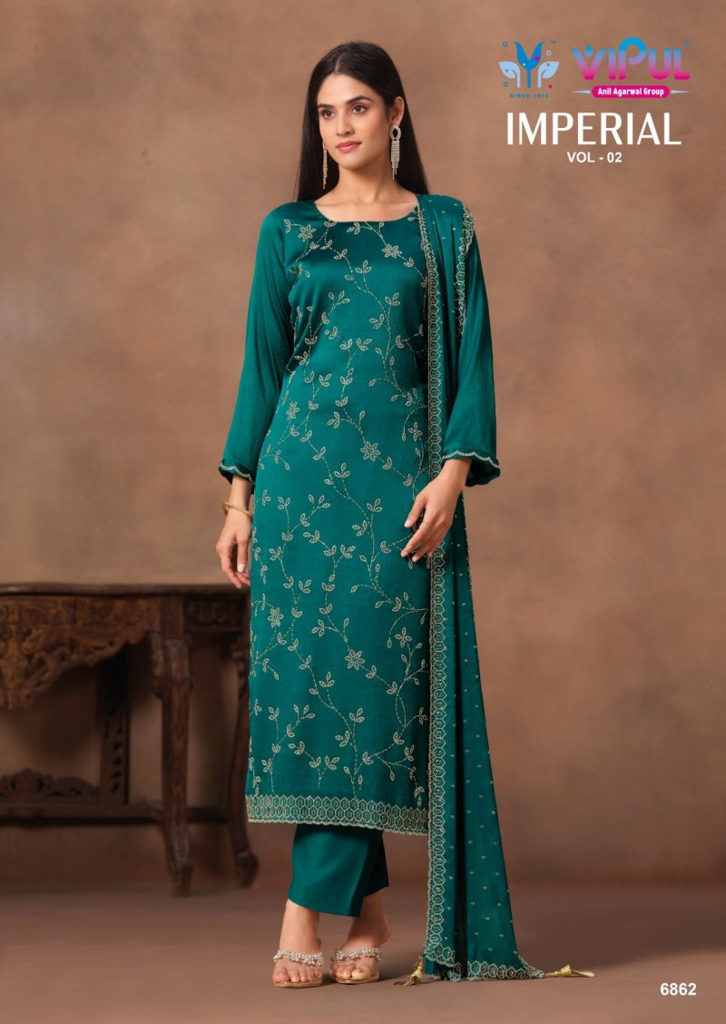 Imperial Vol 2 By Vipul Satin Chiffon Designer Salwar Suits 